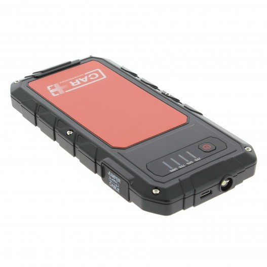 Arrancador portátil jump start y power bank con linterna LED para coche, moto, etc