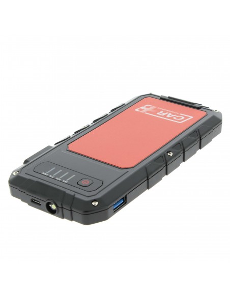 Arrancador portátil jump start y power bank con linterna LED para coche, moto, etc