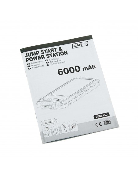 Arrancador portátil jump start y power bank con linterna LED para coche, moto, etc